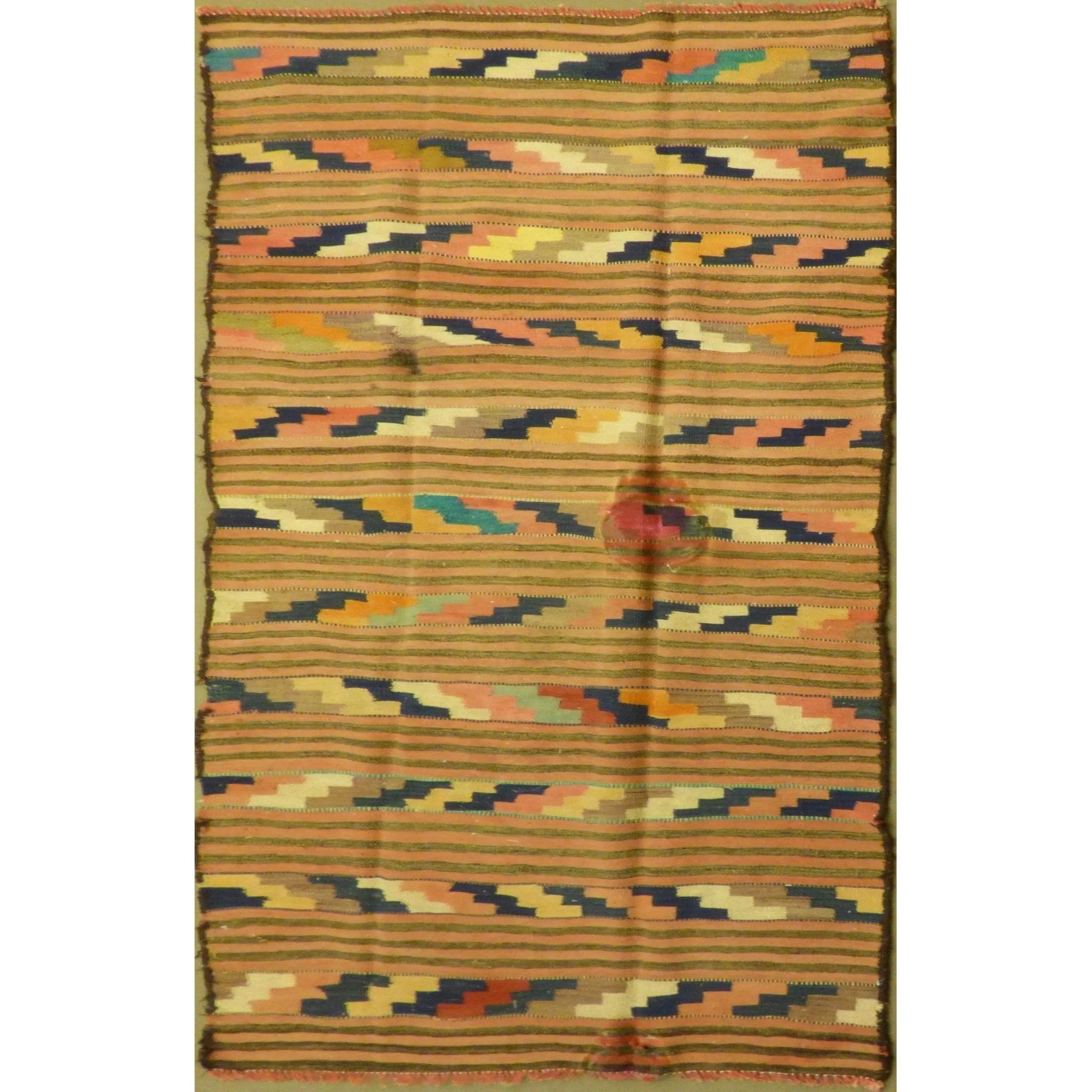 One Of The Kind Authentic Hand-Knotted Sanandaj Vintage Kilim 9'9" X 4'1"